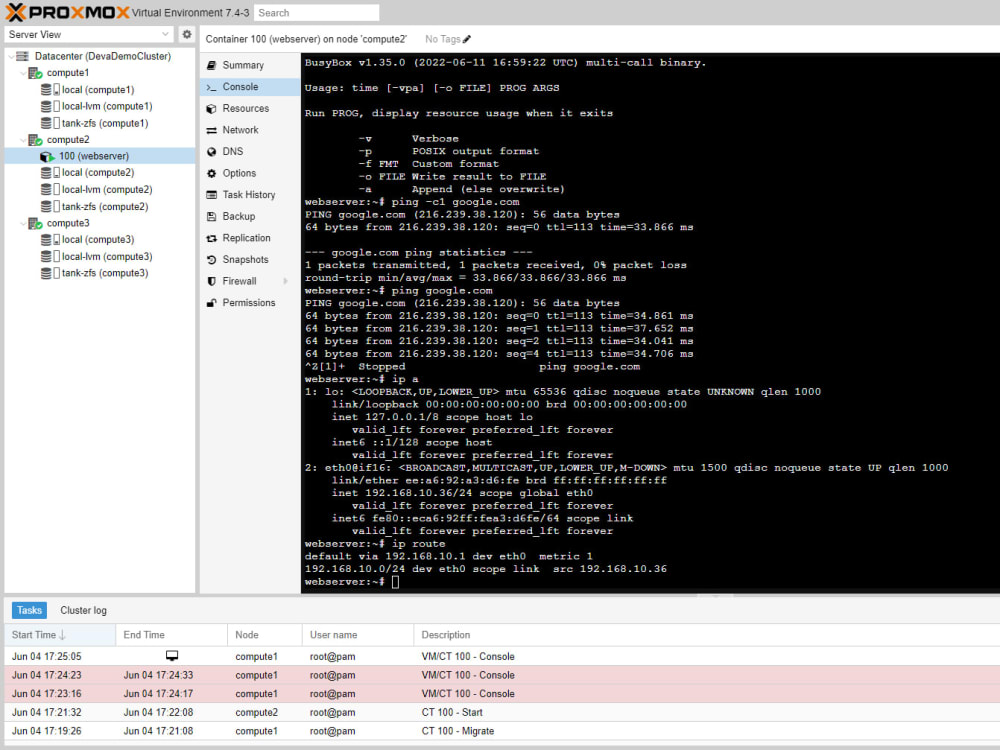 A high availability performance cluster computing solution with Proxmox