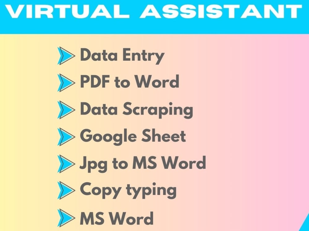 Data Entry, M.S Word, Excel, PDF Conversion, Virtual Assistant, Scrapping Upwork