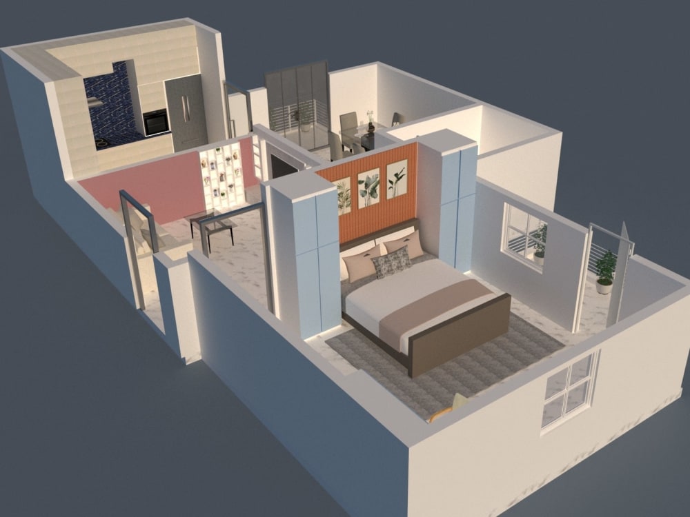 I will create a 3d floor plan and Render in Sketchup | Upwork