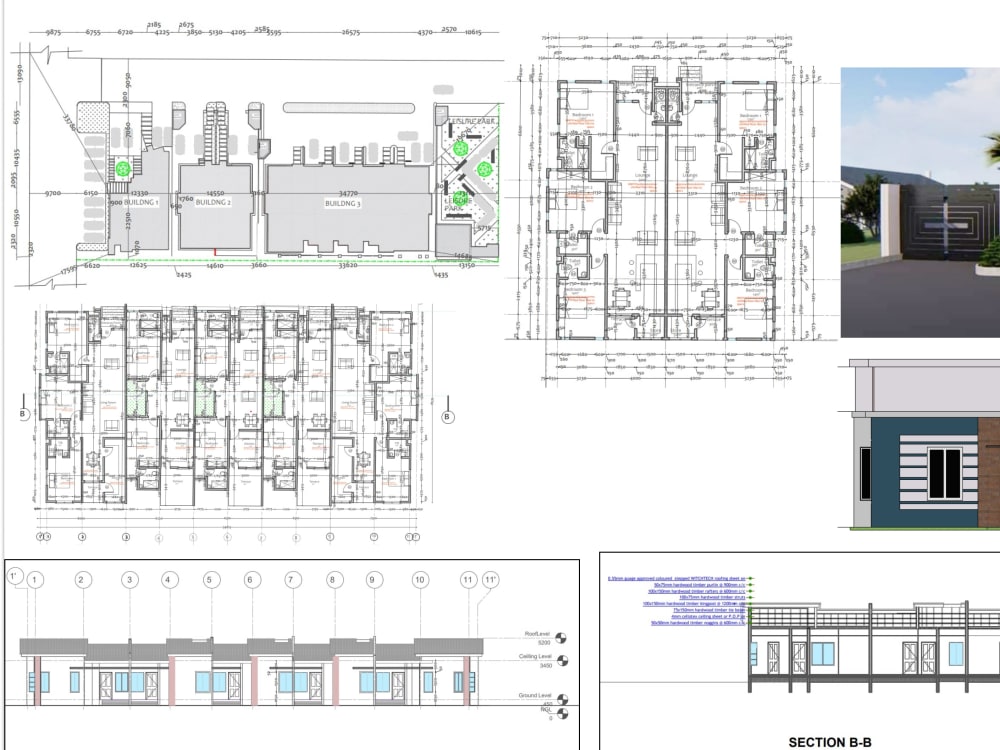 Full blueprint 2D architectural house plan for city permit ...