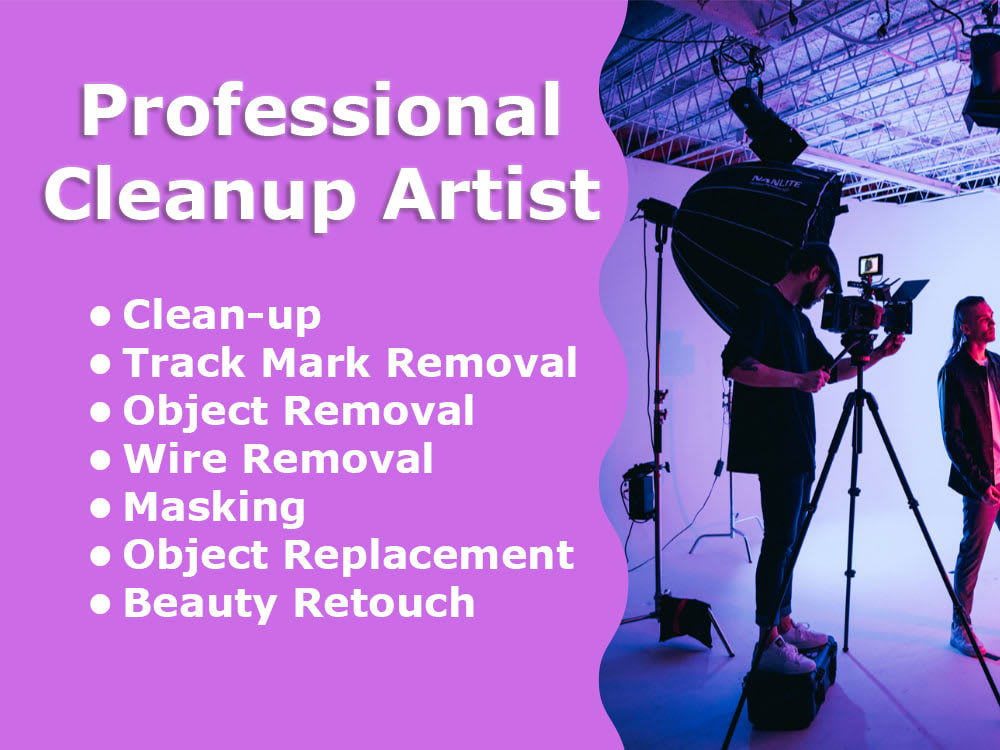 Video cleanup,object removal, wire removal,logo replacement and masking