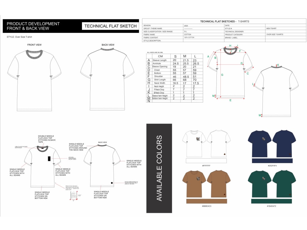 T-shirt and polo shirt tech pack and flat sketches | Upwork