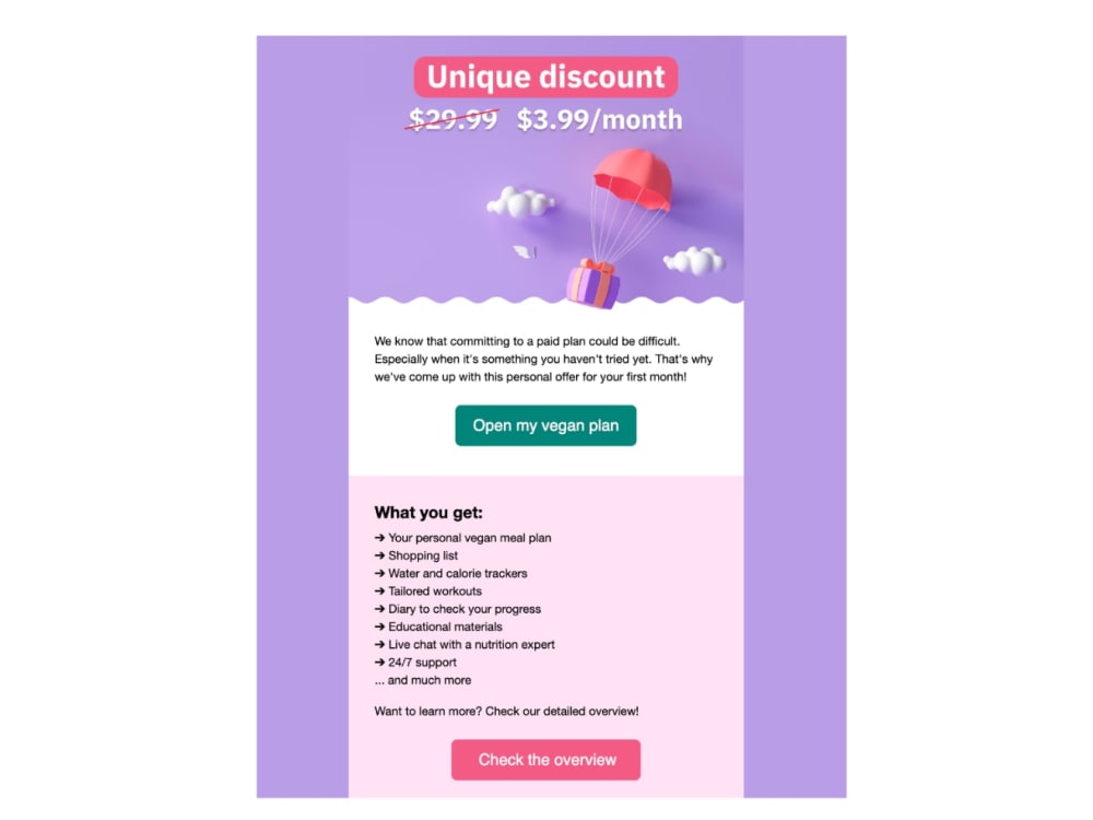 An HTML email template Upwork