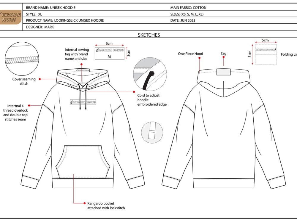 Create streetwear hoodie fashion design apparel tech pack | Upwork