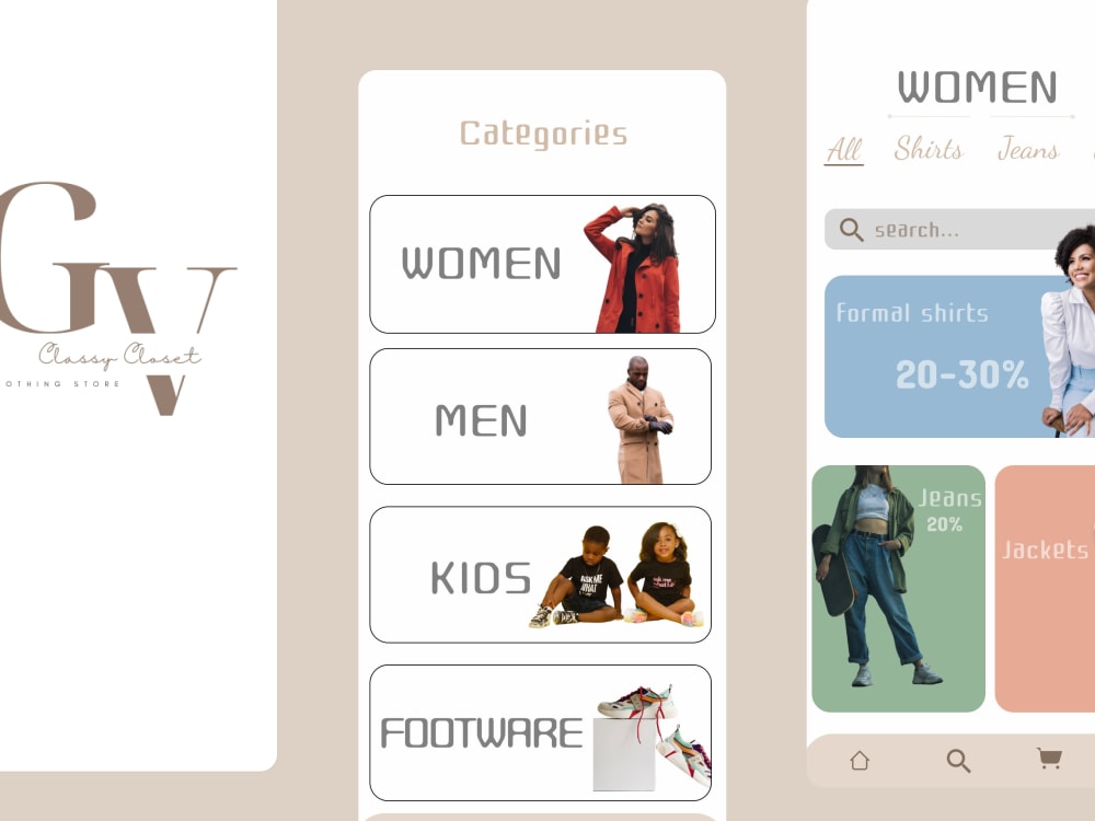 UI design clothing app Upwork