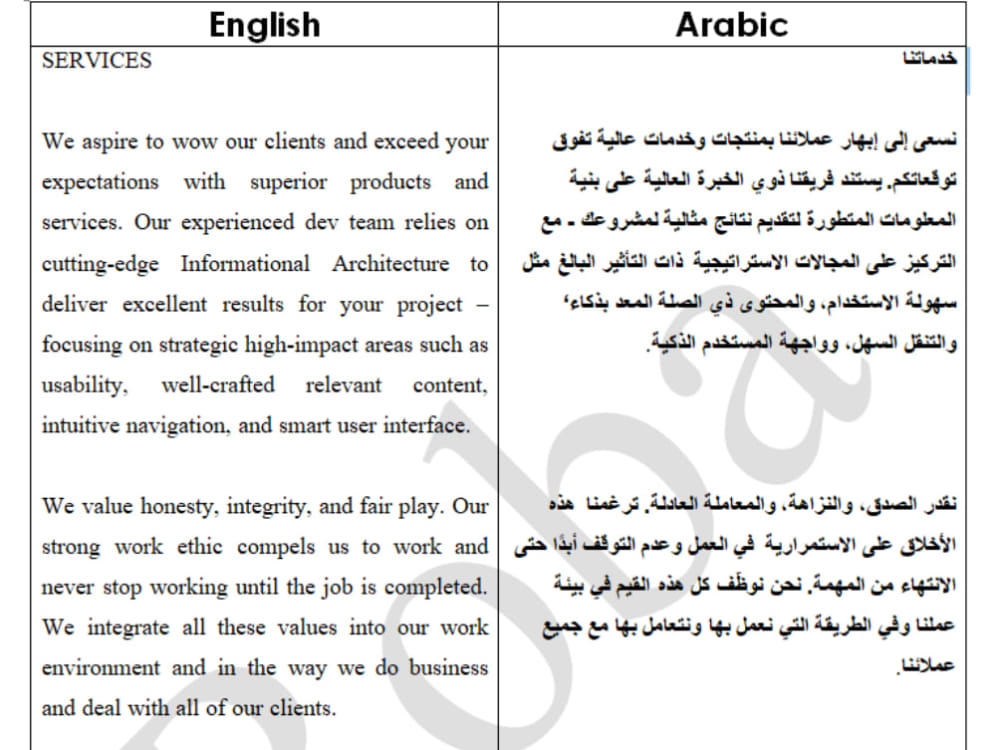 A Topnotch Translation & Proofreading from English to Arabic Upwork
