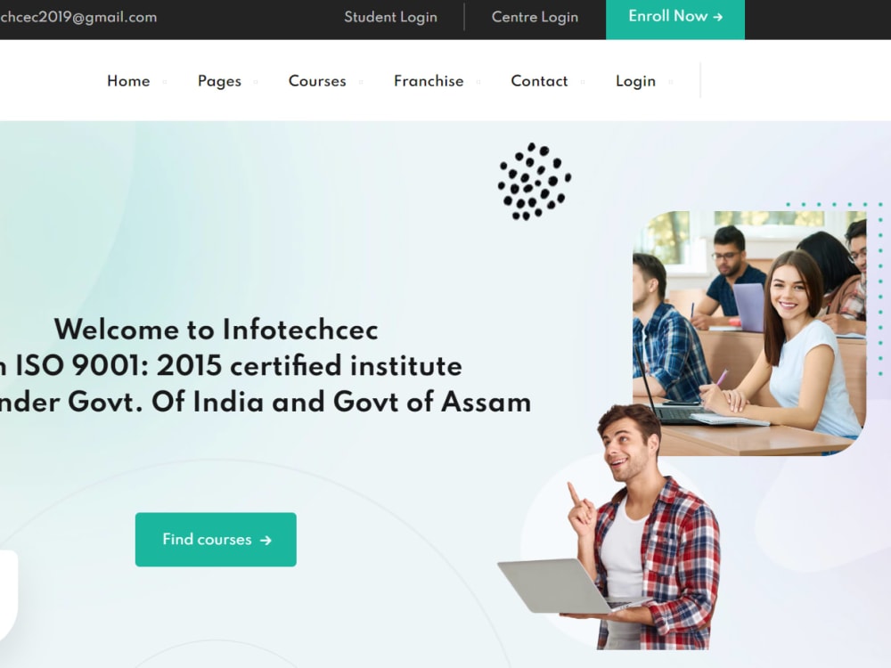 A fantastic computer institute website with backend | Upwork