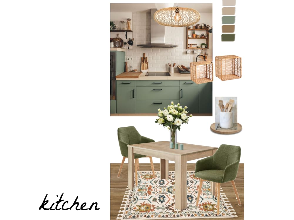Moodboards for your kitchen with a list of furniture. Upwork