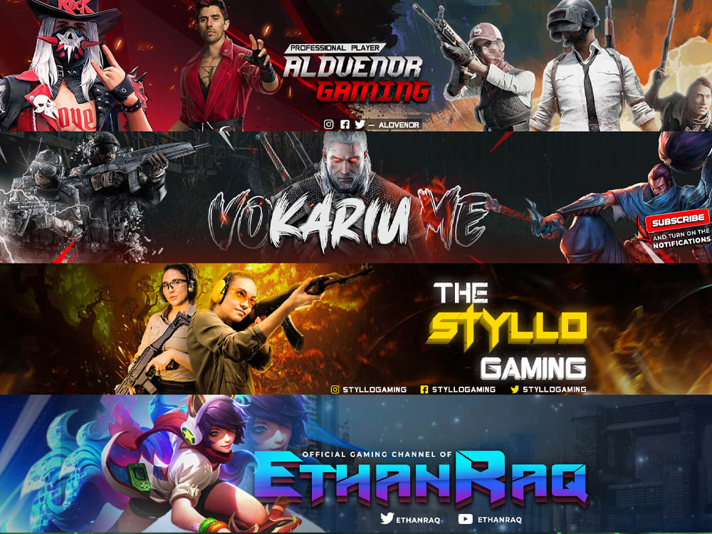 Design a twitch gaming banner, banner, twitter banner by