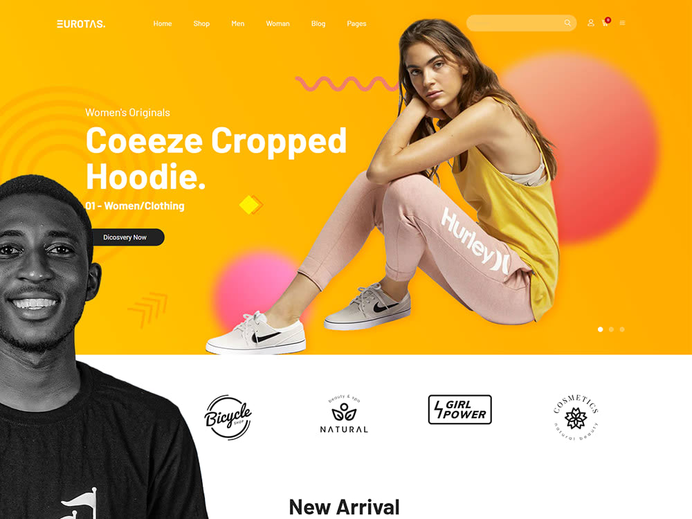 Elegant shoe store website, footwear, bags, heels, sneakers website