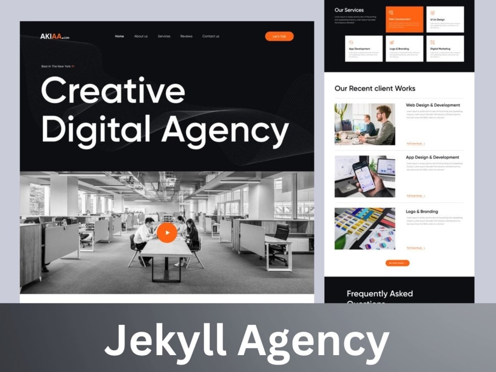 Custom Jekyll/Hugo static portfolio, agency website with GitHub pages Upwork