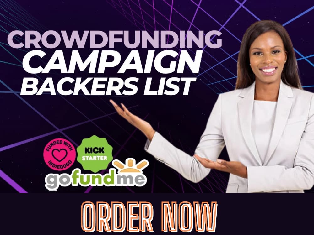 Backers list for your Indiegogo gofundme Kickstarter campaign Upwork