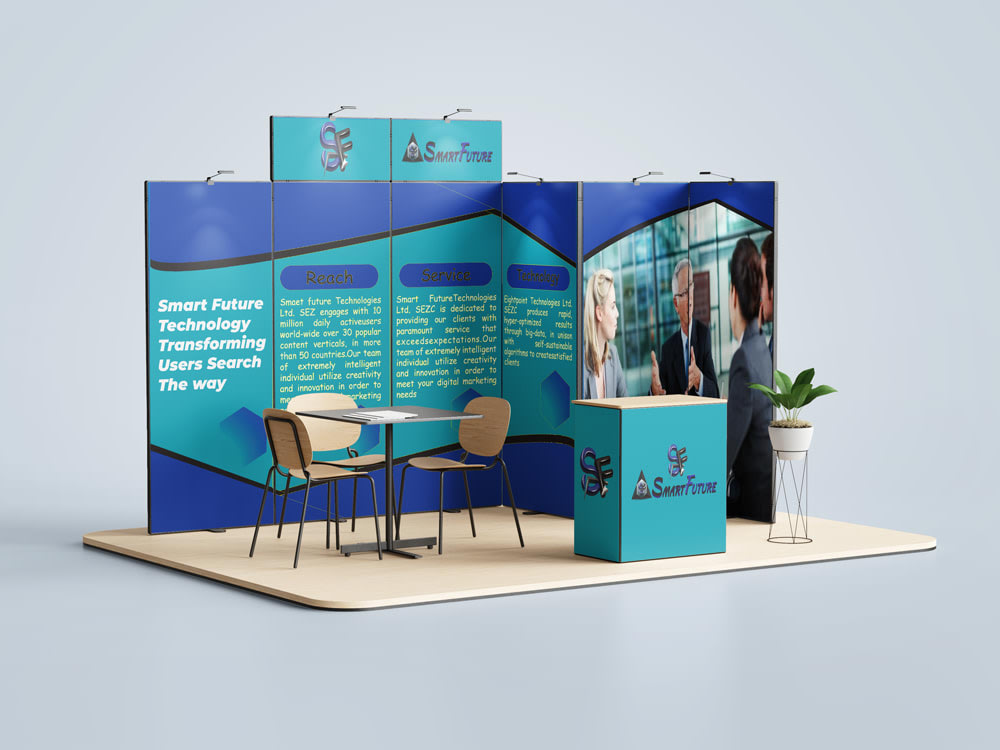 A awesome design trade show booth, backdrop, and Rollup Banner | Upwork