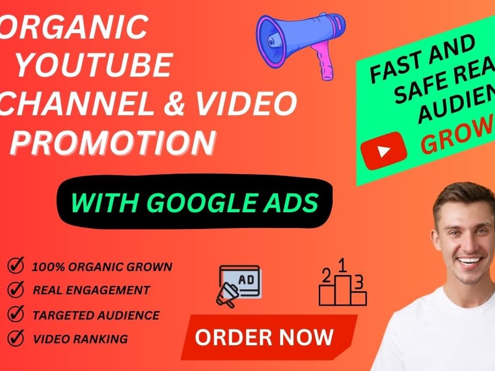 Organic 1000+ YouTube channel subscribers promotion Upwork