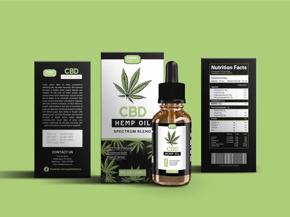 A Stunning Minimalist CBD Label/ Hemp Oil bottle packaging and label