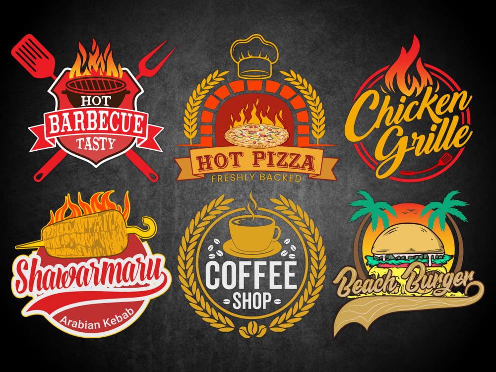 Pizza, burger, grill, kebab, taco, bbq and restaurant logo Upwork