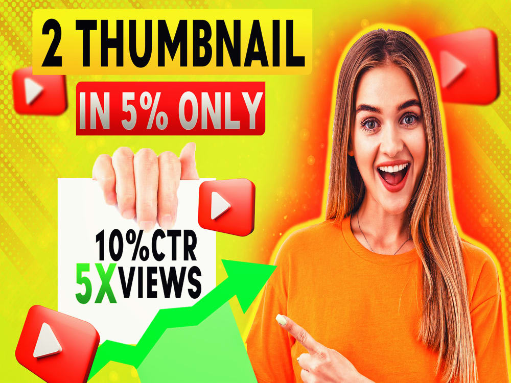 Attractive eye catching youtube thumbnails in 2 hoursthumbnail design