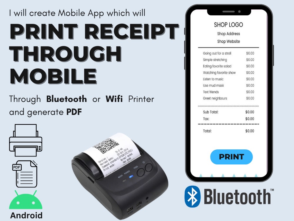 An application through which you will be able to print a receipt Upwork
