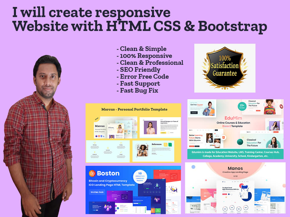 A modern responsive Website with HTML CSS & Bootstrap | Upwork