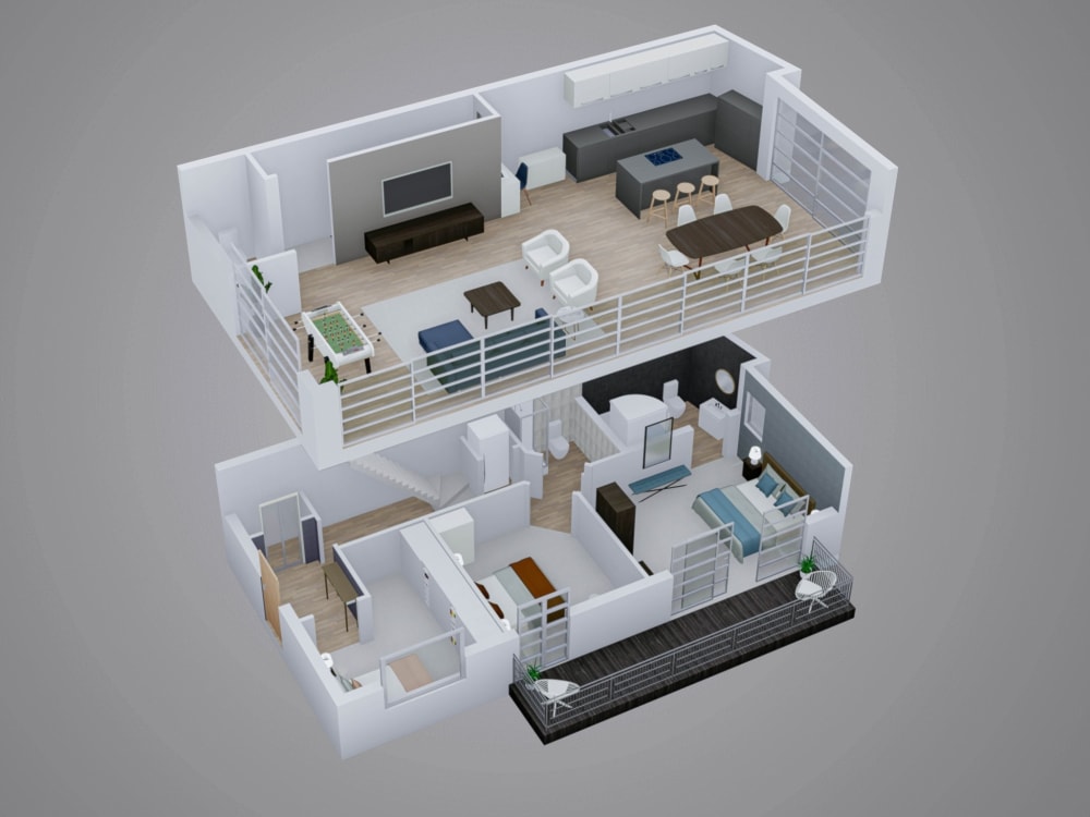 An amazing 3d floor plan render for real estate usage | Upwork