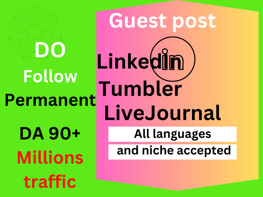 Guest posts on Medium, LinkedIn, Reddit, LiveJournal & tumbler. com