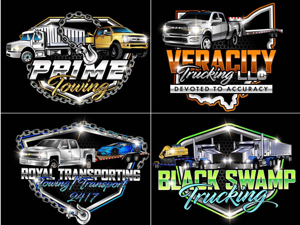 design dispatching, trucking, transport, logistic and auto detailing logo