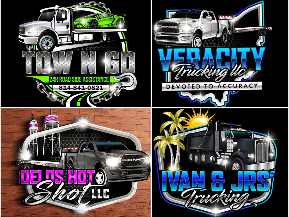 design dispatching, trucking, transport, logistic and auto detailing logo