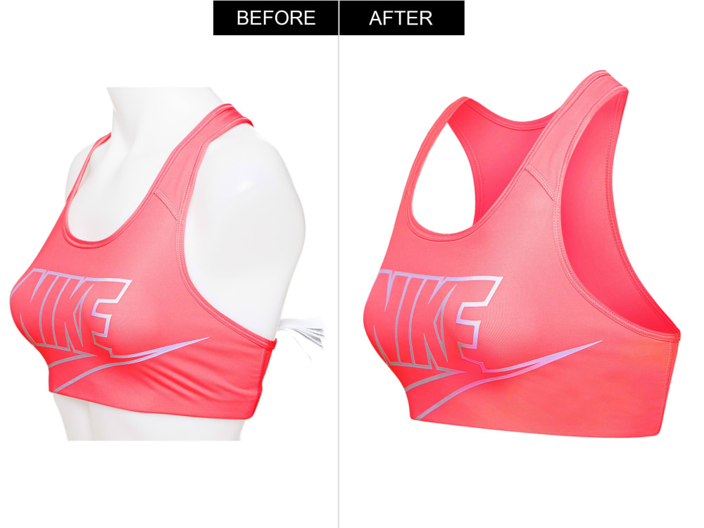 Womens Sports Bra Red Invisible Ghost Mannequin with Clipping Path