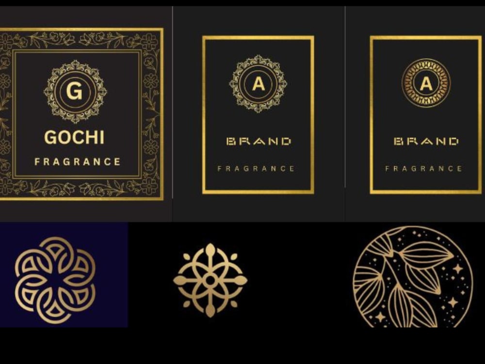 The best unique luxury perfume logo, elegant fragrance brand label