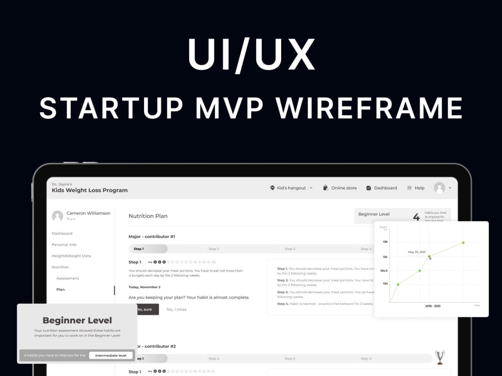 UI / UX StartUp MVP Wireframe | Upwork