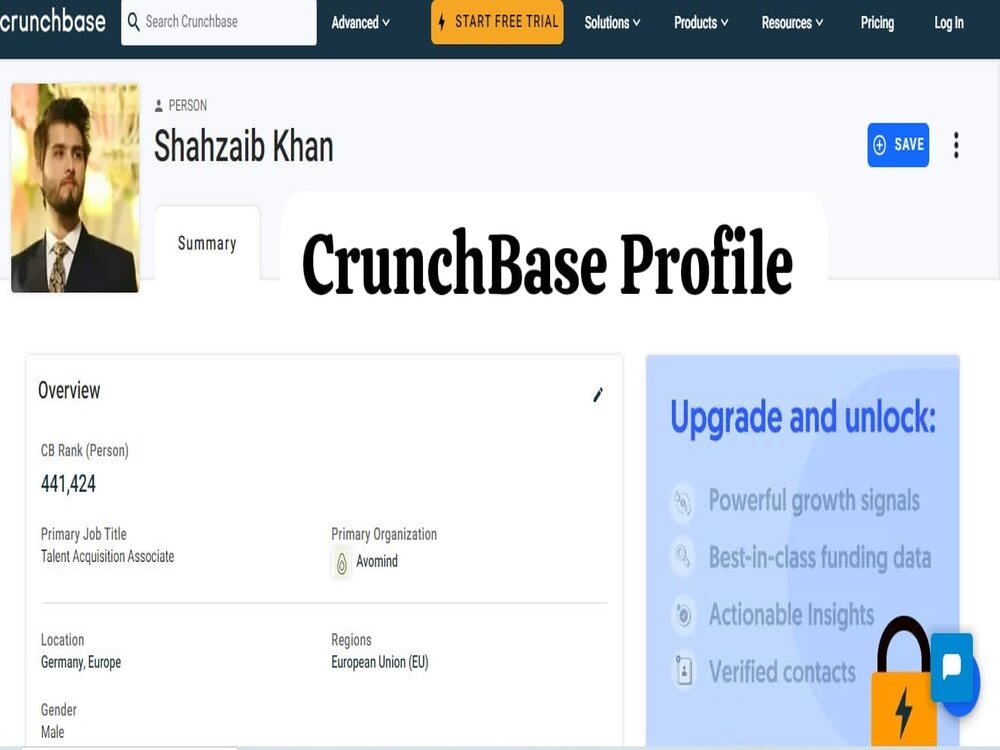 Listed your biography or company on Crunchbase Upwork