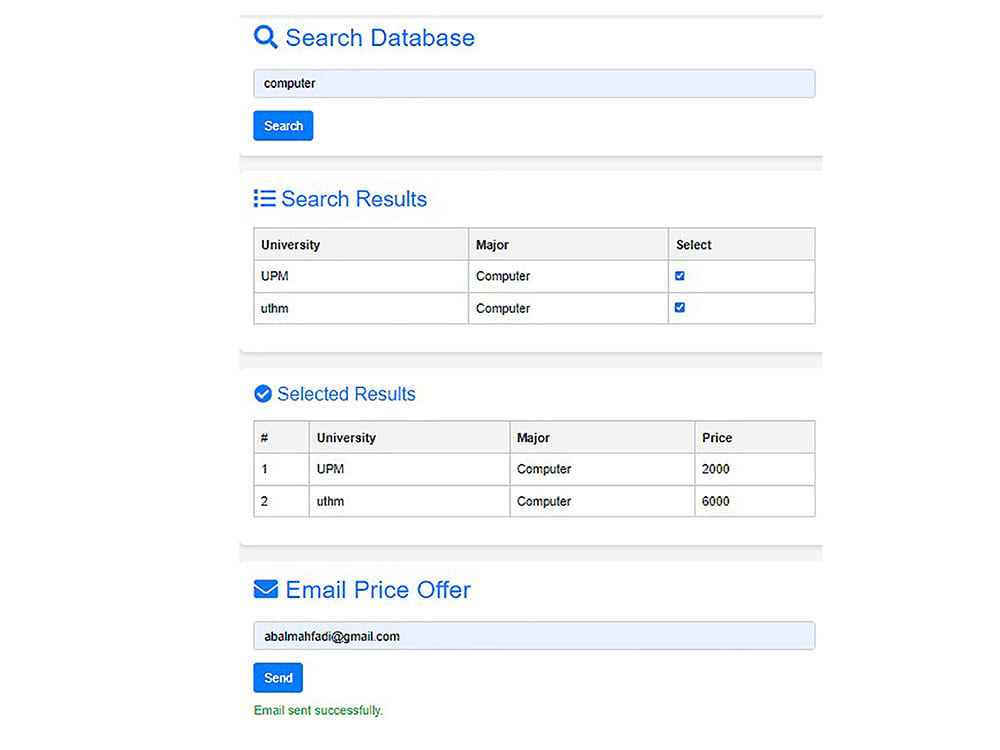 A quotation app that sends a price offer from data from Google Sheet