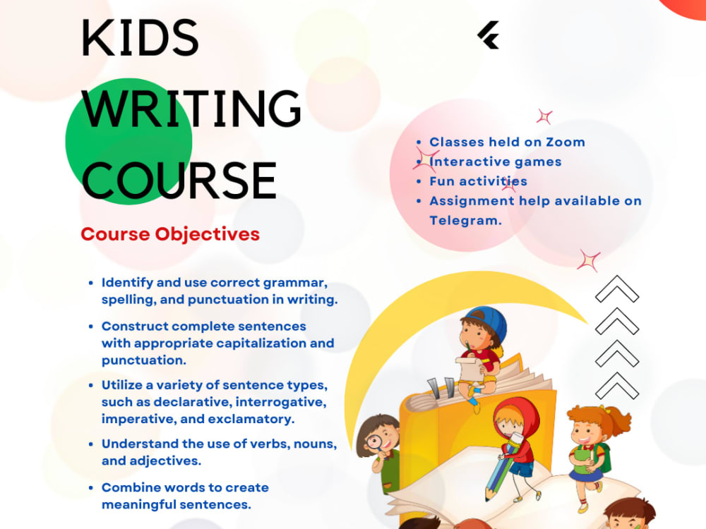 Beginner writing course for children, sessions will be on Zoom. Upwork