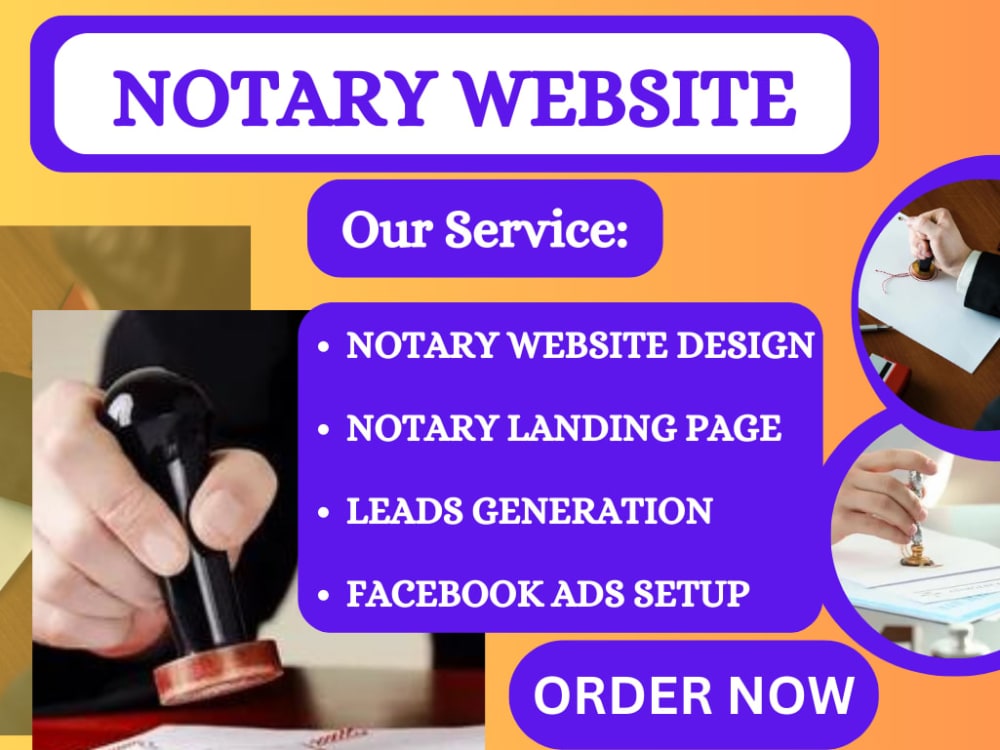 A notary website design, landing page and notary leads via Facebook ads