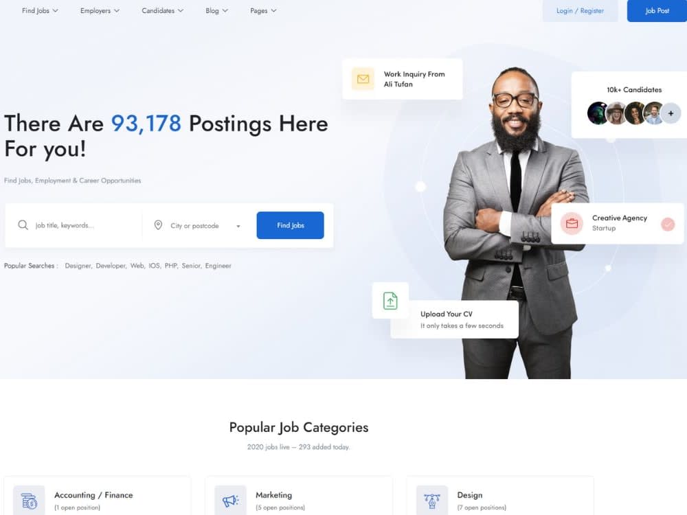 A job board, recruitment website, job portal, staffing website Upwork