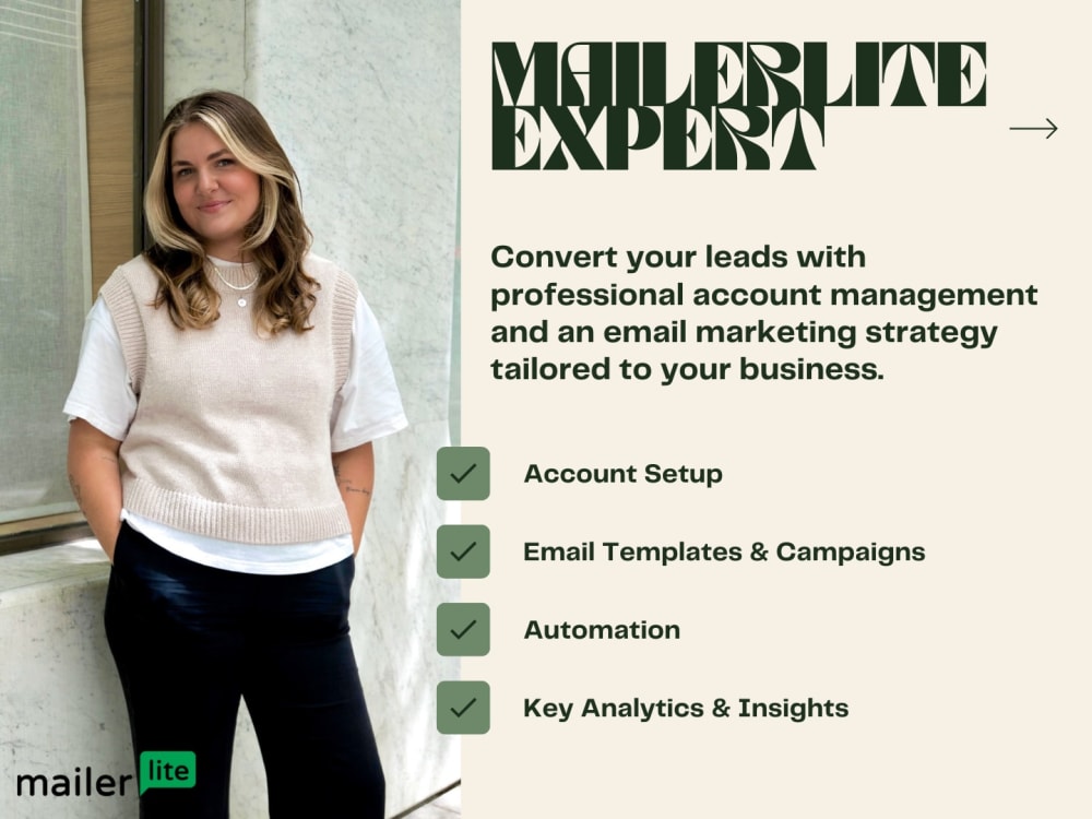 Your MailerLite account set up and managed by an email marketing expert