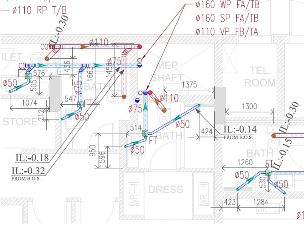 Pipe Layout Work Plumbing Layout Workshop Office Building Sokolov Street, Magdiel, Hod