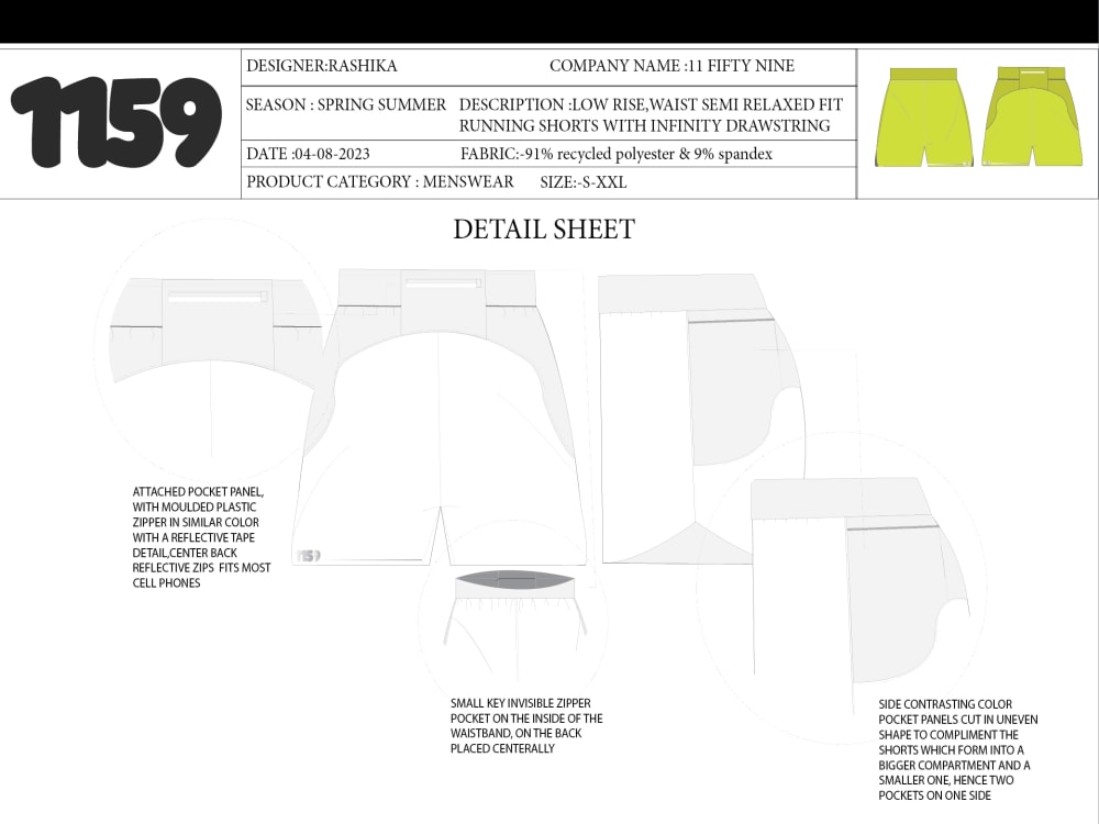 Sweatpants Size Sheet for Tech Pack Complete Measurements 