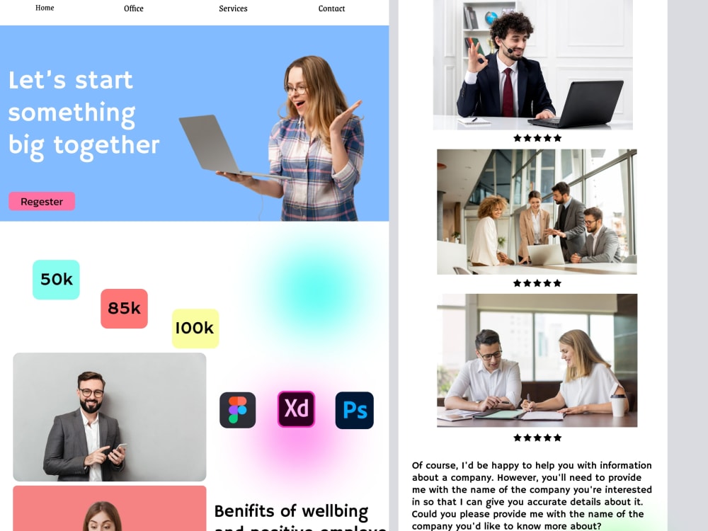 Design a landing or homepage in figma adobe xd | Upwork