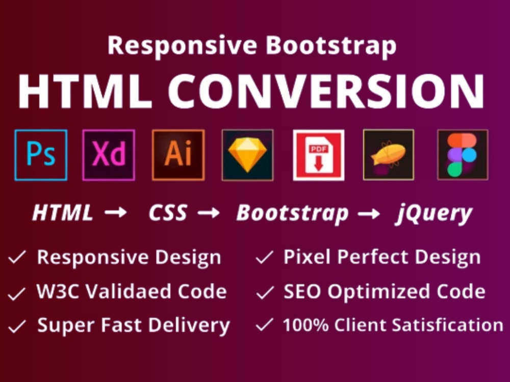 Convert xd to html,psd to html, figma to html and sketch to html by  Latifsmm | Fiverr