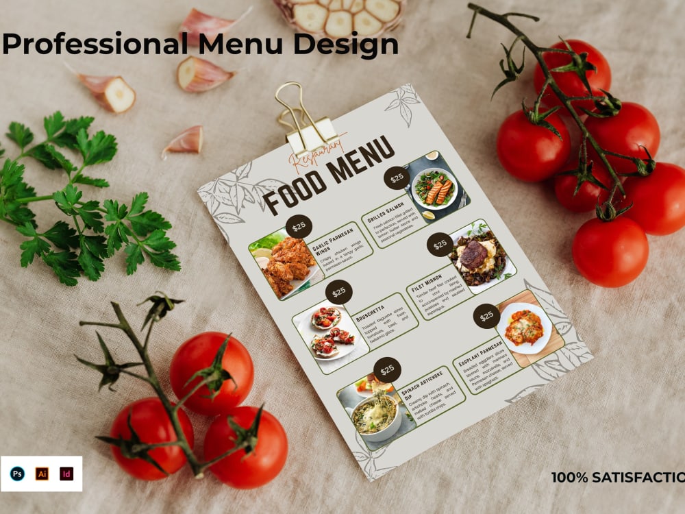 Eye-catching menu design, food menu, Flyer, restaurant menu design