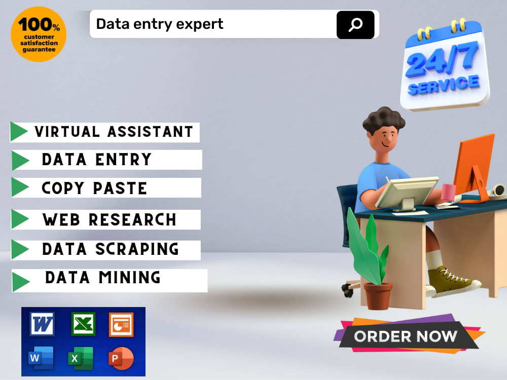 Expert Virtual assistant, Data entry, Typing, Copy paste and Web