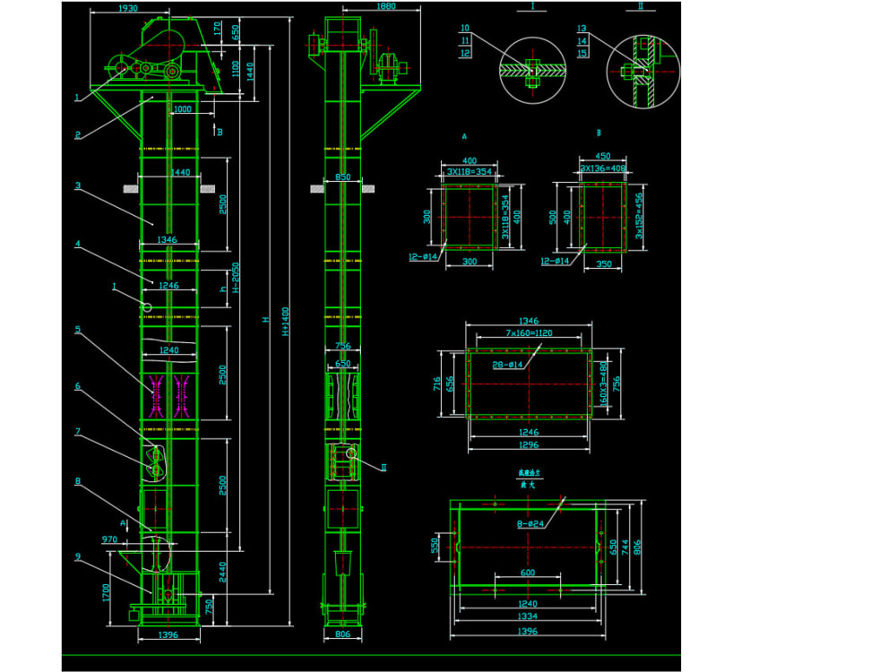 NE50 plate chain bucket elevator design CAD Upwork