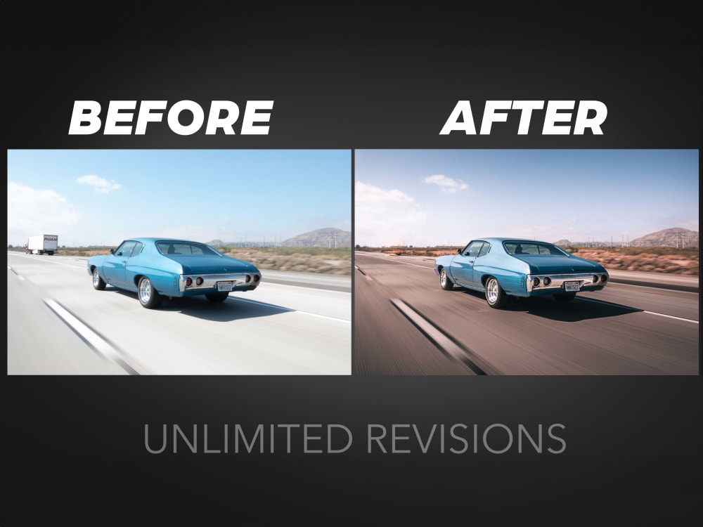 Professional car photography editing in Adobe Lightroom and Upwork
