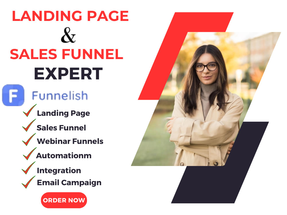 Converting sales funnel and landing page design on Funnelish Upwork