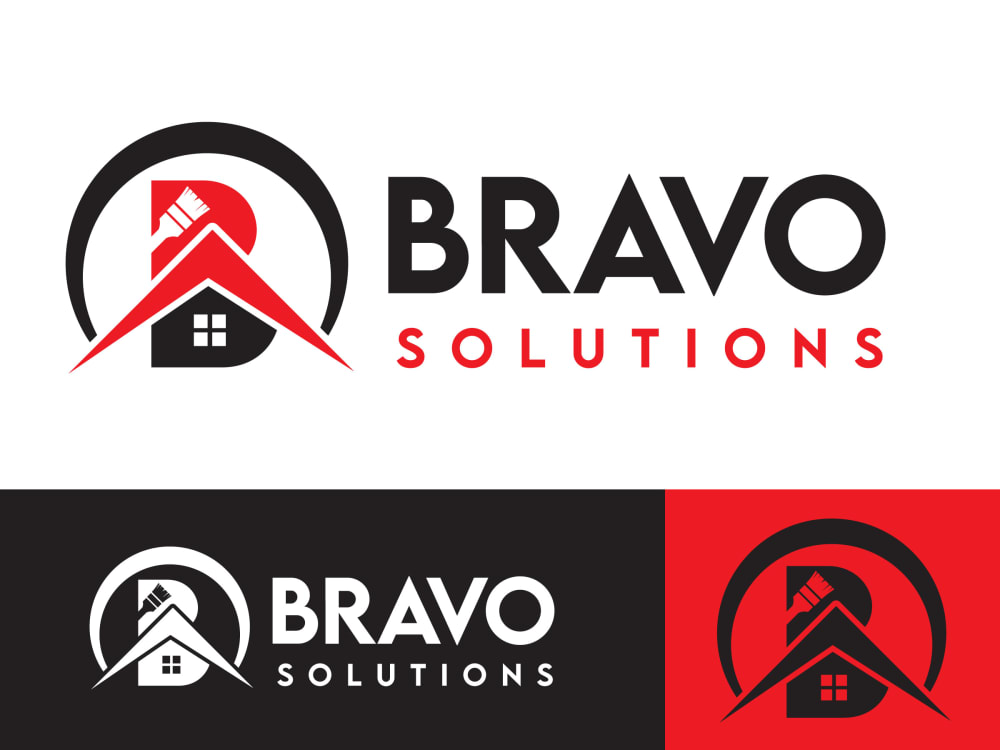 Modern creative real estate construction, renovation and maintenance logo