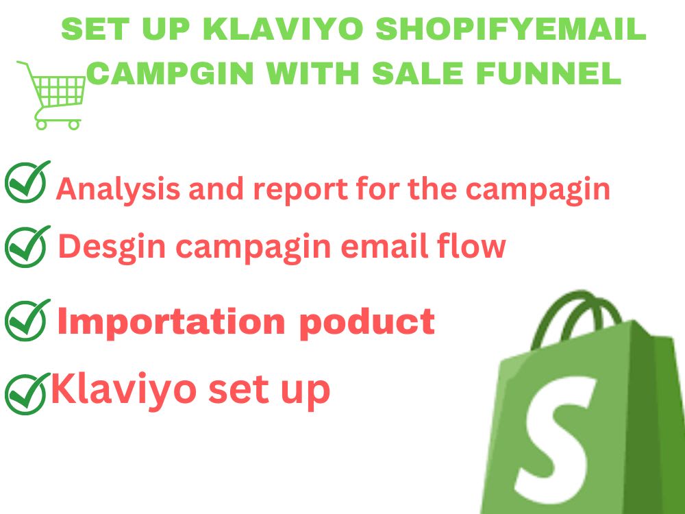 Setup klaviyo shopify email campaign with Klaviyo sale funnel Upwork