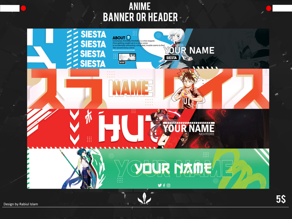 Free Anime Banner templates to customize