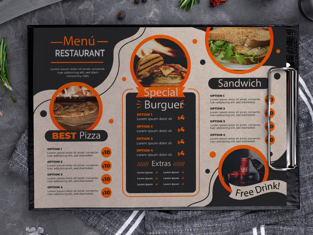 Eyecatching RESTAURANT MENU / FLYER design Upwork