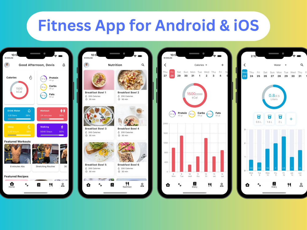 Fitness app, health and fitness app, workout app Upwork